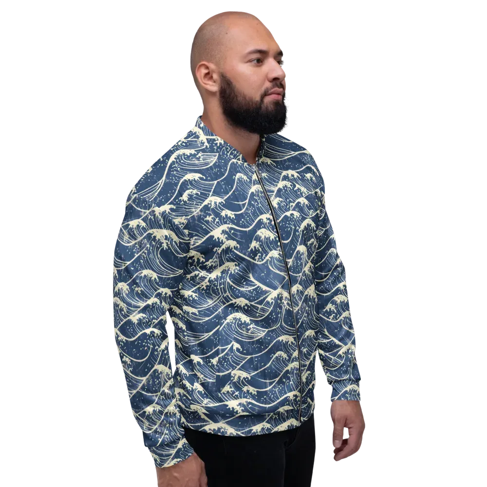 Ukiyo Wave on Bomber Jacket — Right
