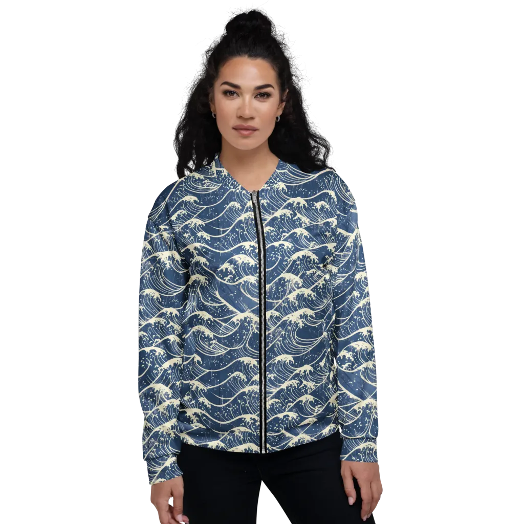 Ukiyo Wave on Bomber Jacket — Front