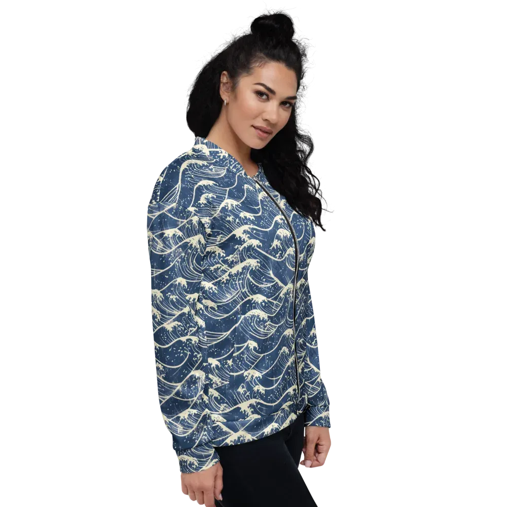 Ukiyo Wave on Bomber Jacket — Right