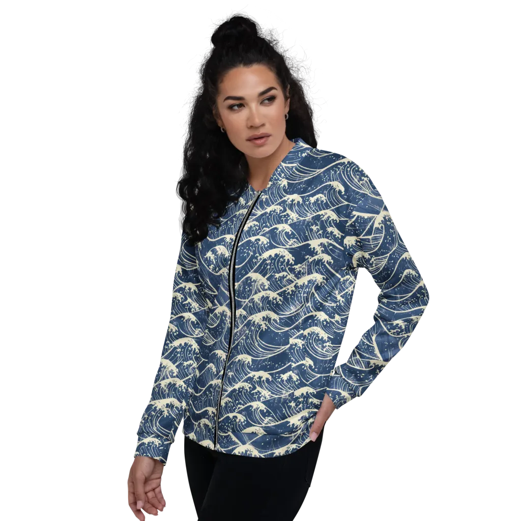 Ukiyo Wave on Bomber Jacket — Left