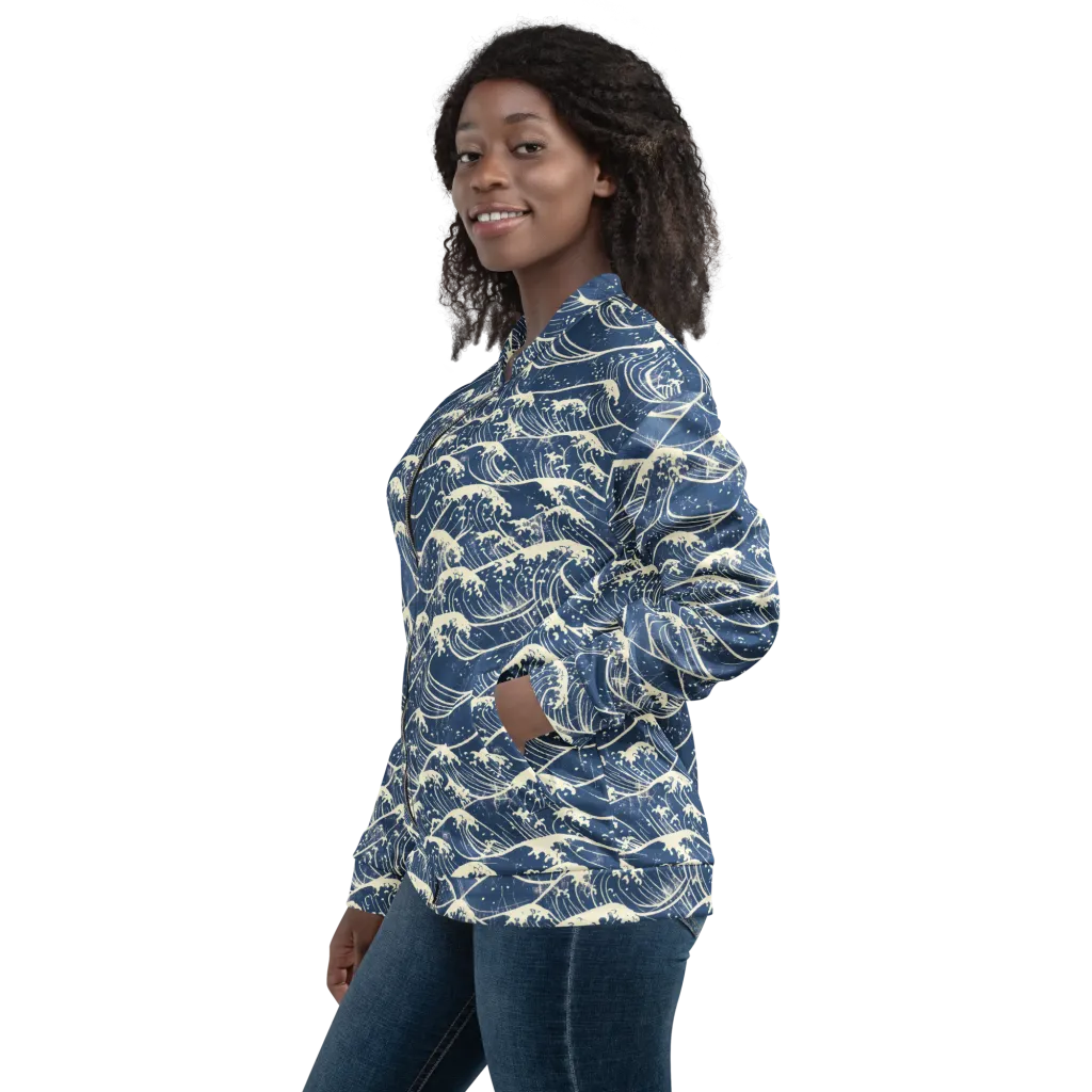 Ukiyo Wave on Bomber Jacket — Left