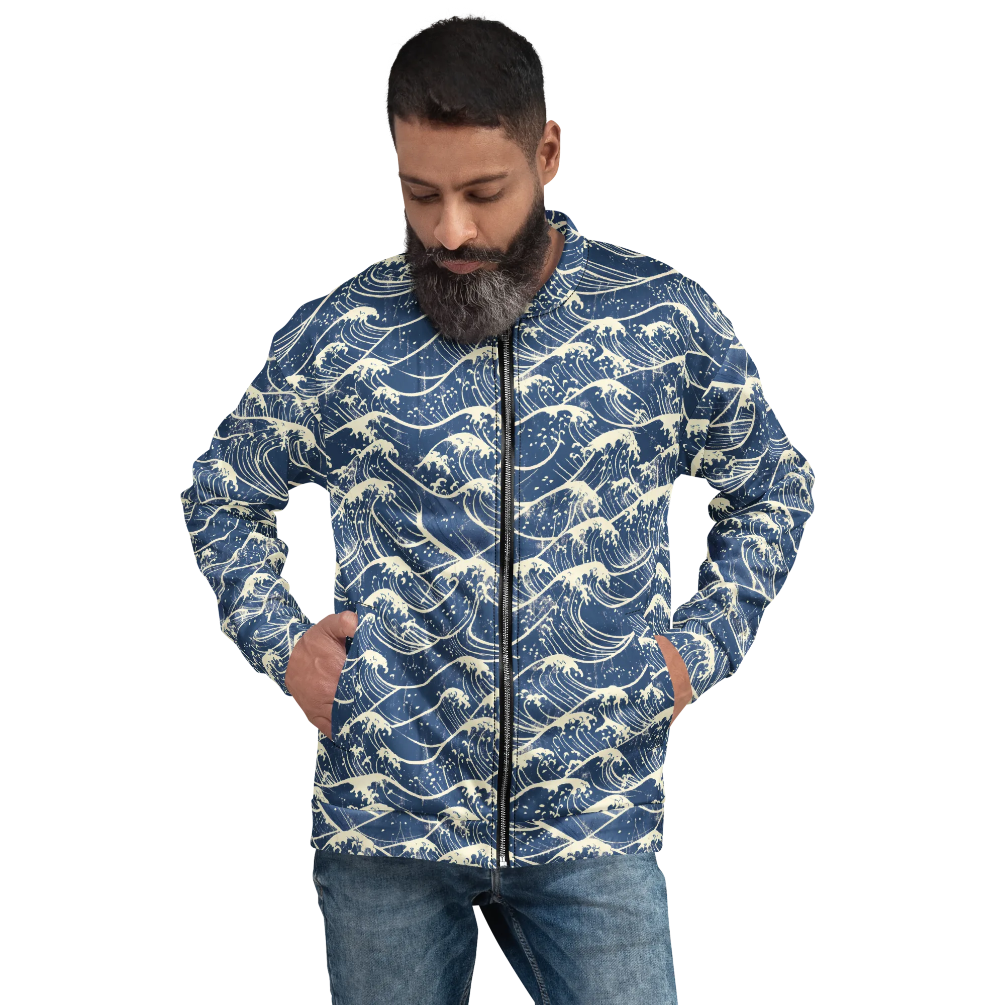 Ukiyo Wave on Bomber Jacket — Front