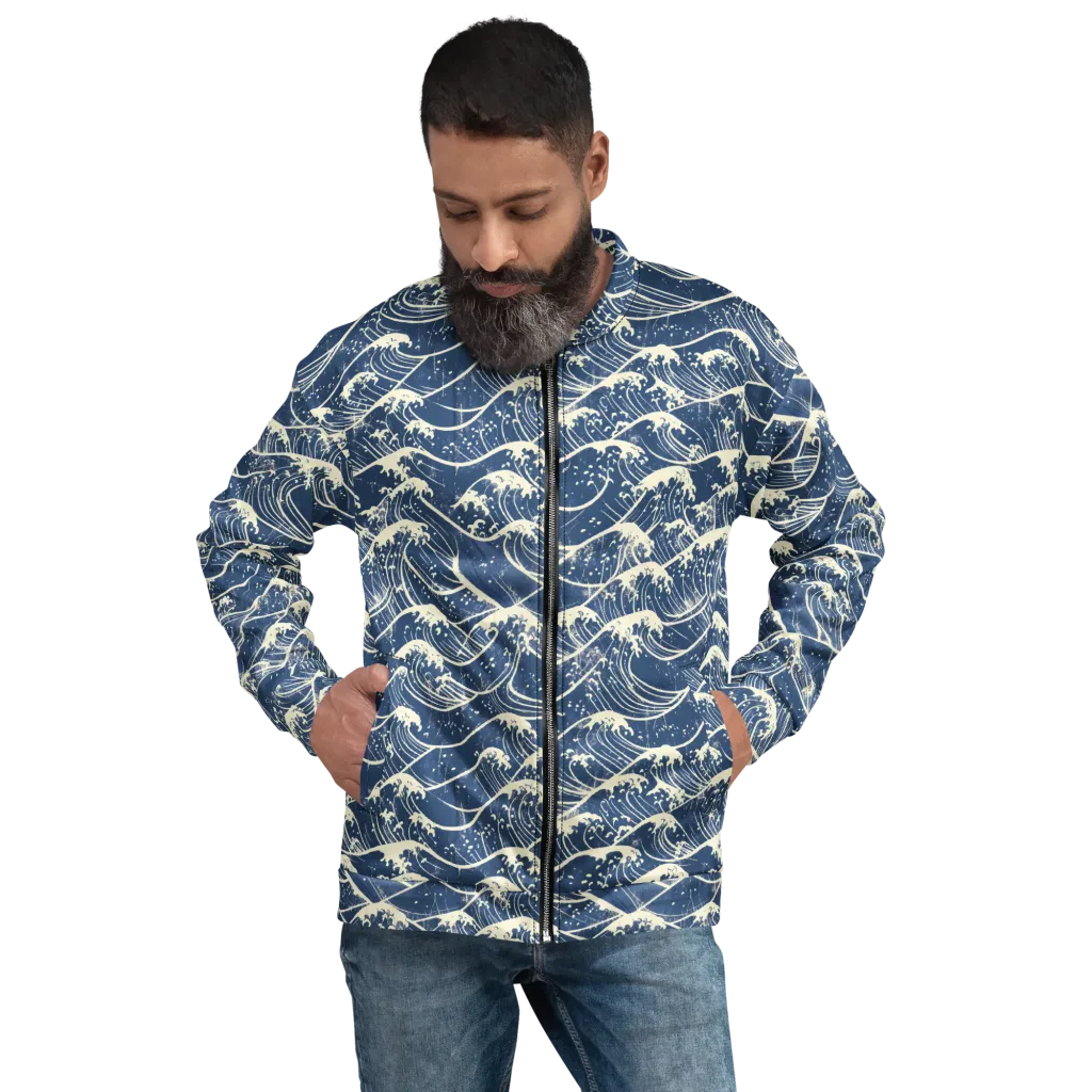 Ukiyo Wave on Bomber Jacket — Front