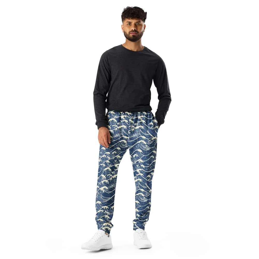 Ukiyo Wave on Men's Joggers — Front