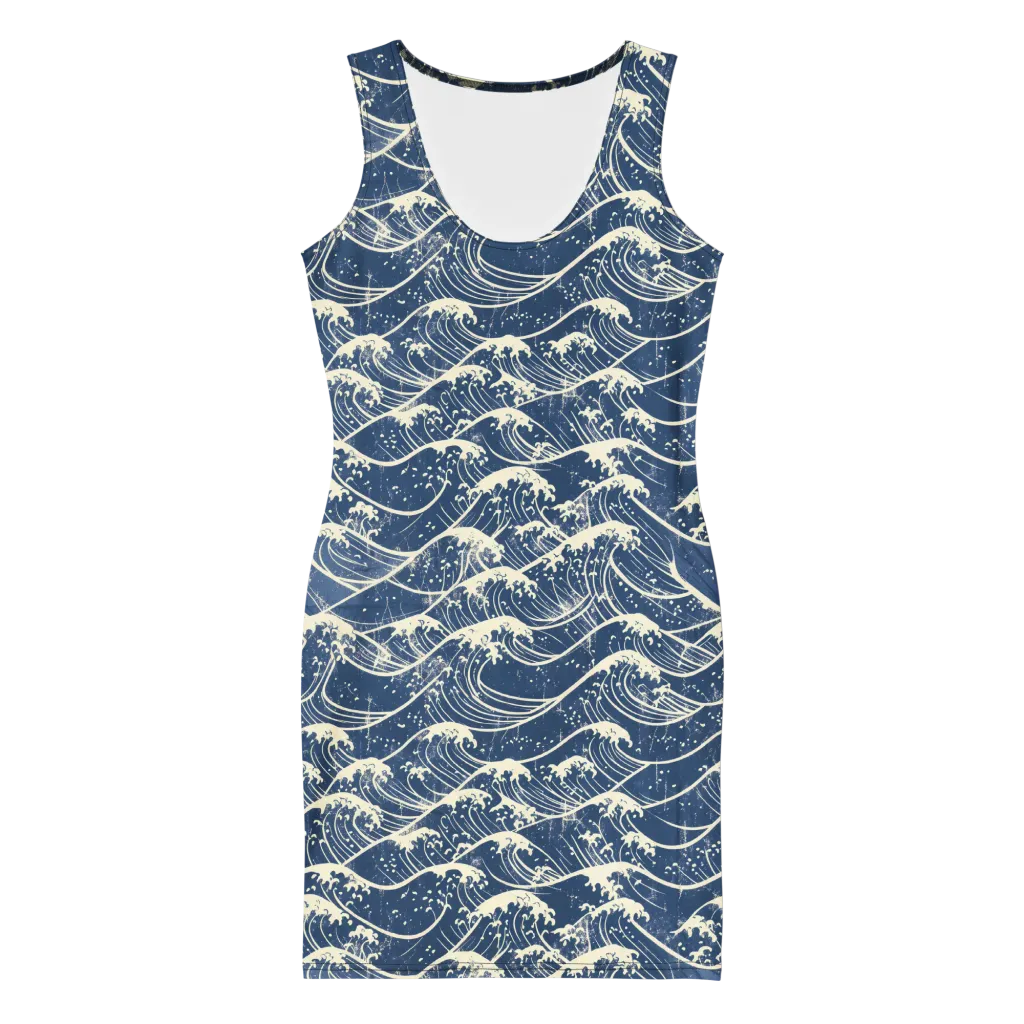 Ukiyo Wave on Bodycon Dress — Front
