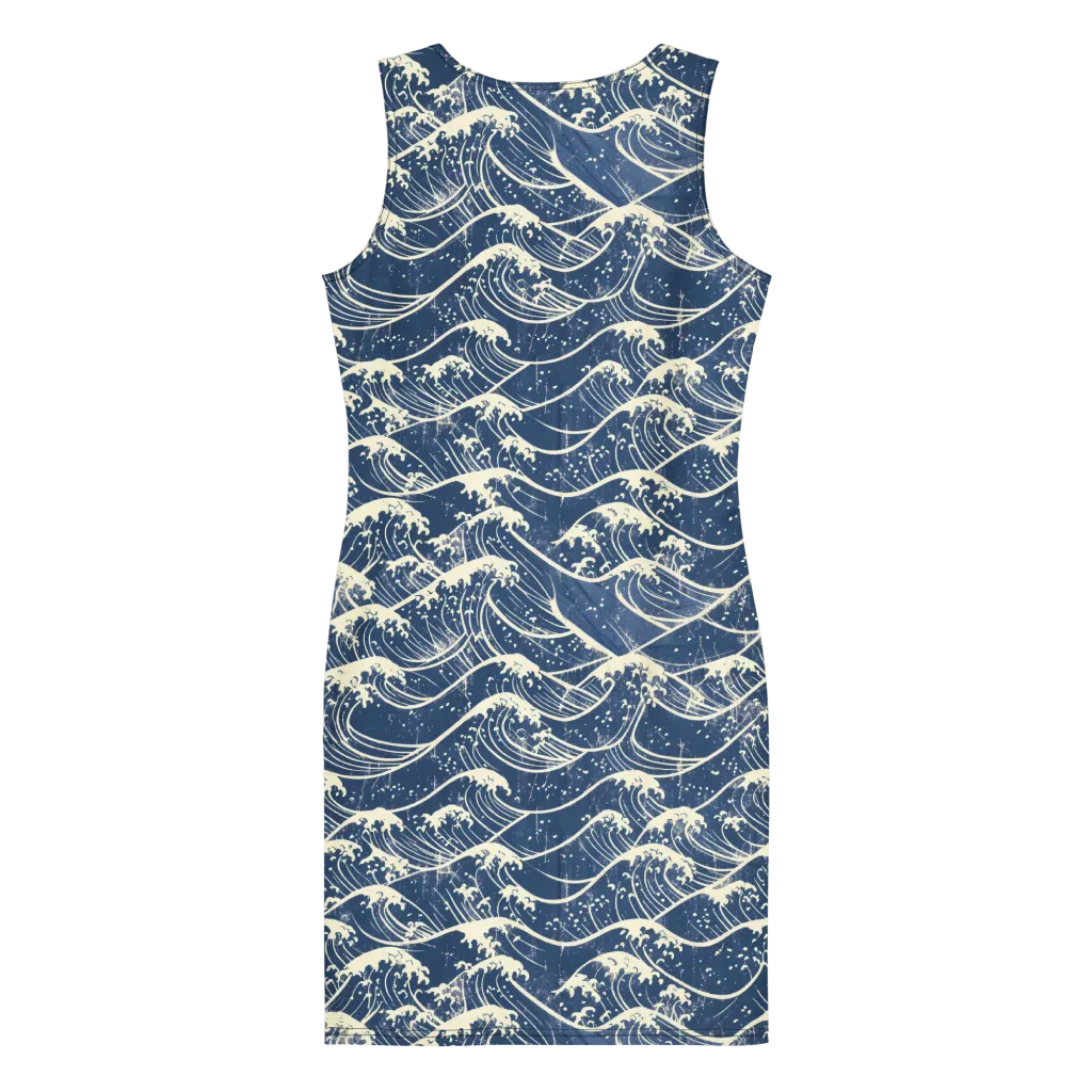 Ukiyo Wave on Bodycon Dress — Back