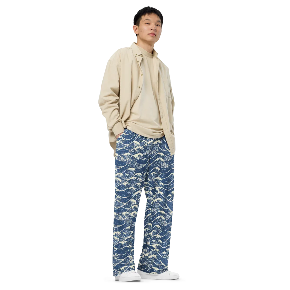 Ukiyo Wave on Wide-Leg Pants — Right Front