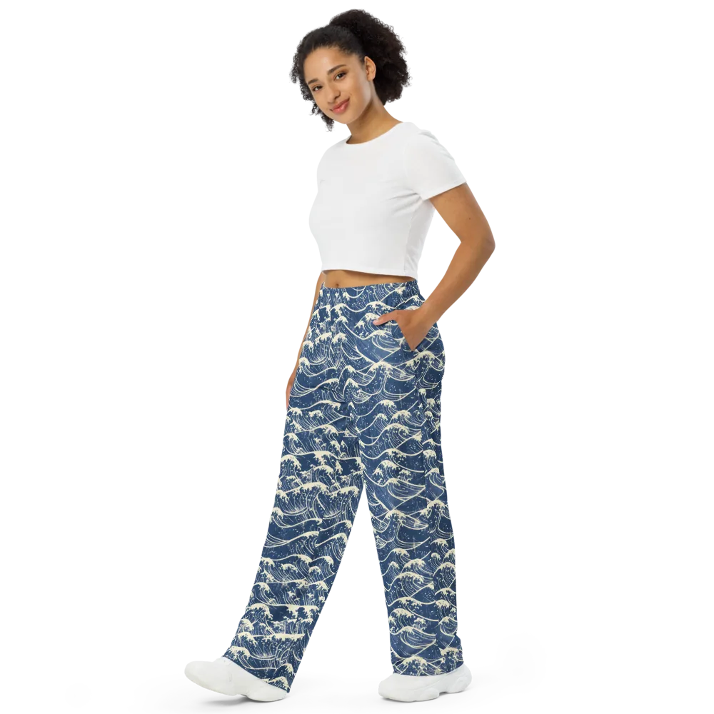 Ukiyo Wave on Wide-Leg Pants — Left Front