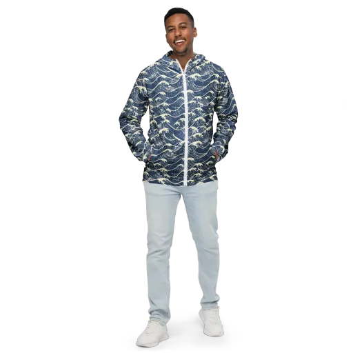 Ukiyo Wave on a Men's Windbreaker