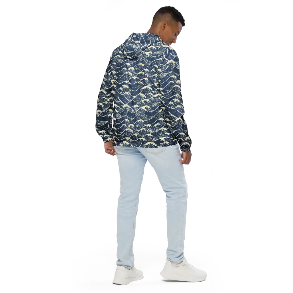 Ukiyo Wave on Men's Windbreaker — Back