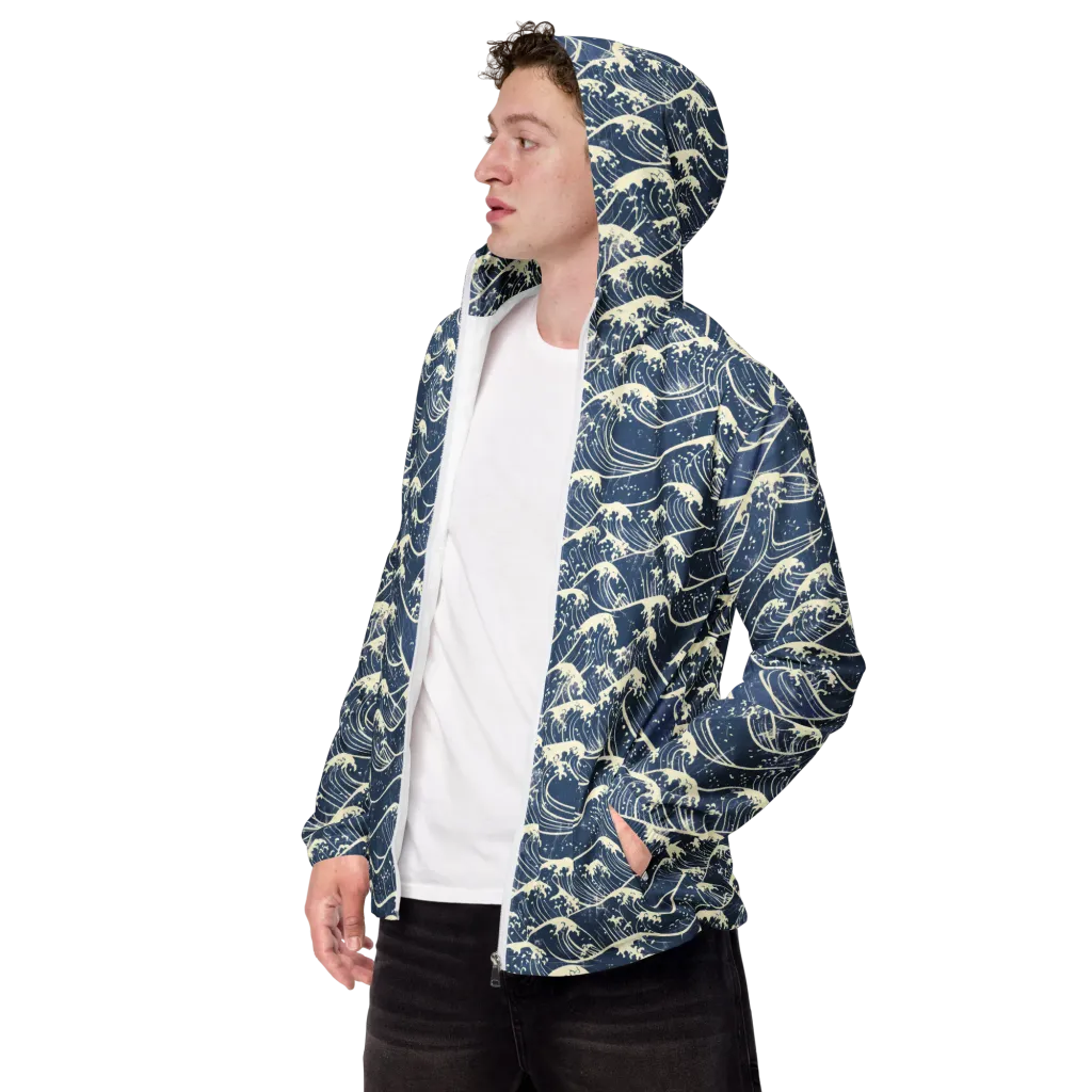 Ukiyo Wave on Men's Windbreaker — Left Front