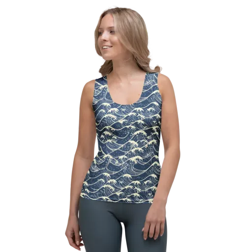 Ukiyo Wave on a Women's Tank Top