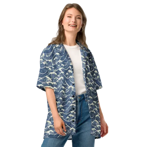 Ukiyo Wave on a Button Shirt