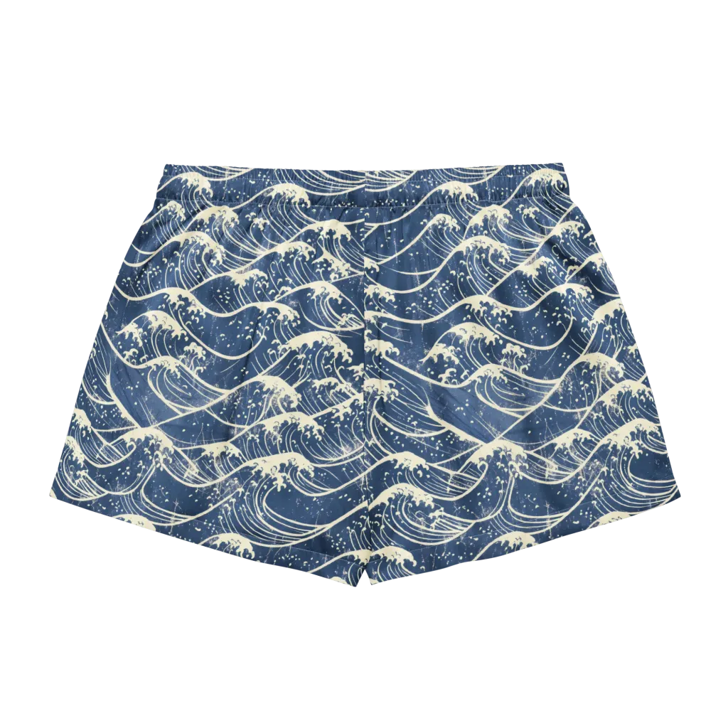 Ukiyo Wave on Women's Pajama Shorts — Back