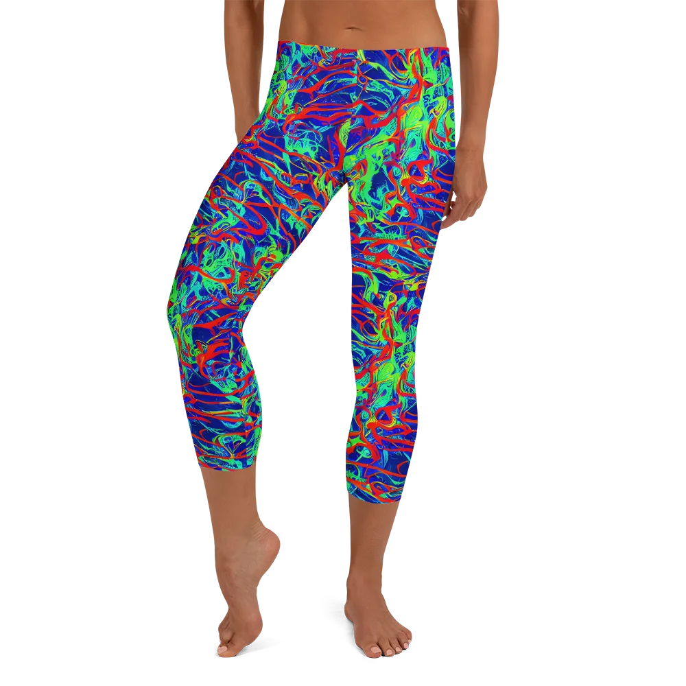 Sonic Fluorescence on Capri Leggings — Front