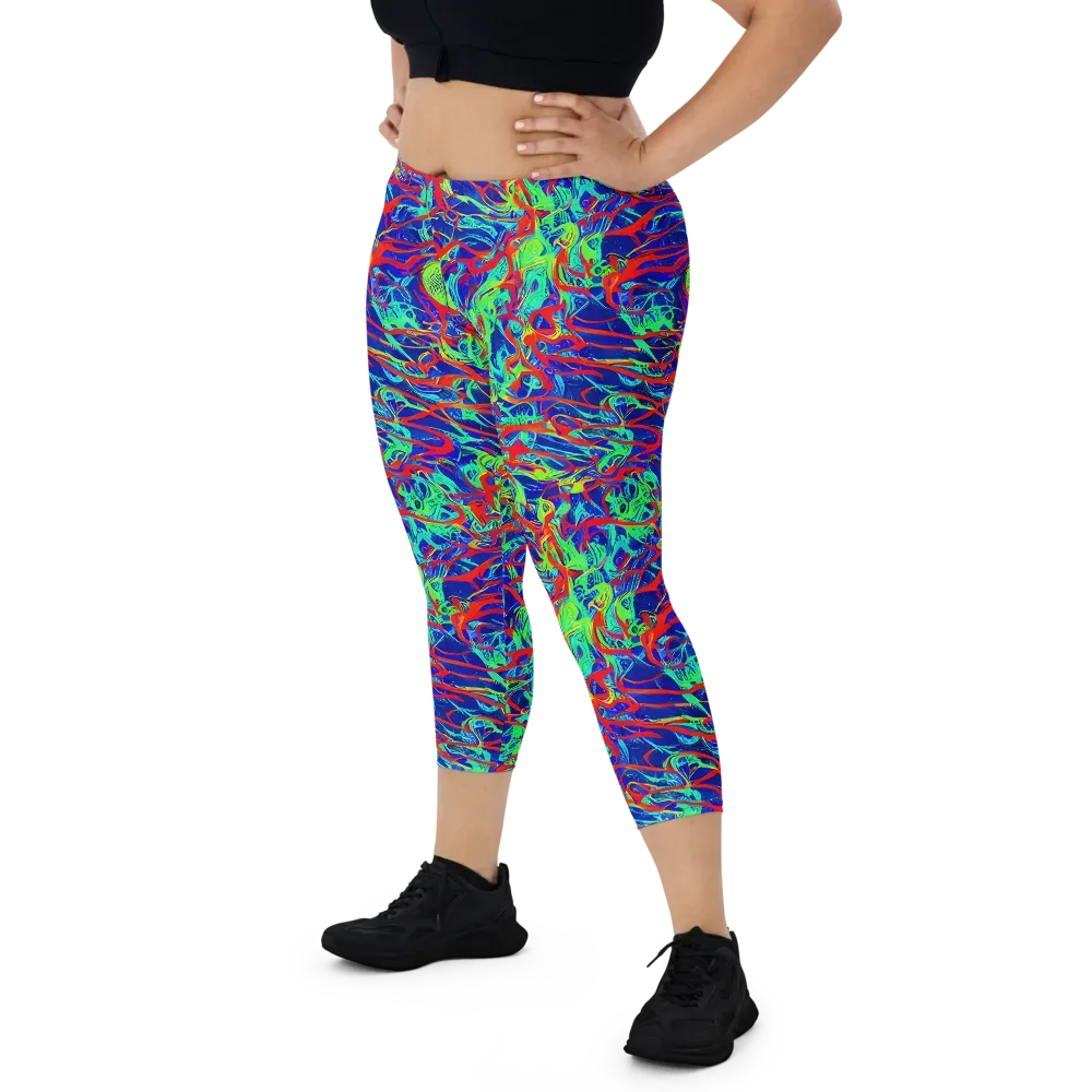 Sonic Fluorescence on Capri Leggings — Front