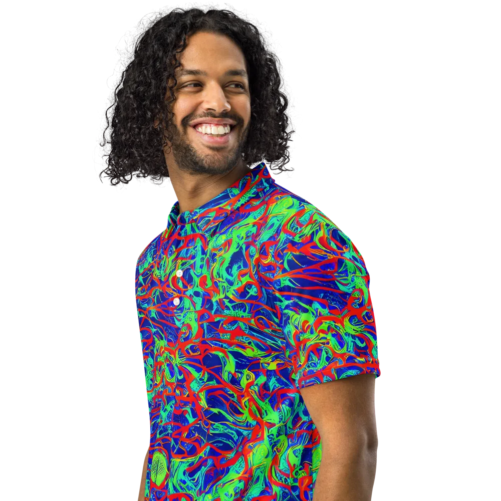 Sonic Fluorescence on Men's Slim Fit Polo Shirt — Left Front