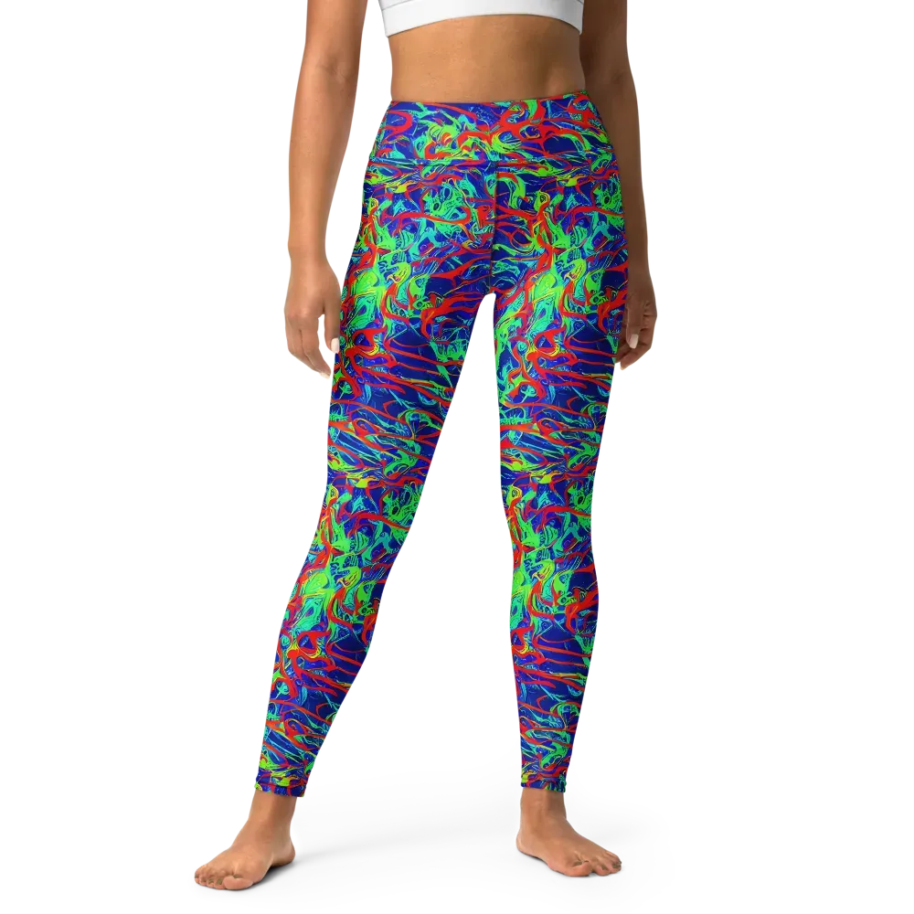 Sonic Fluorescence on Yoga Leggings — Front
