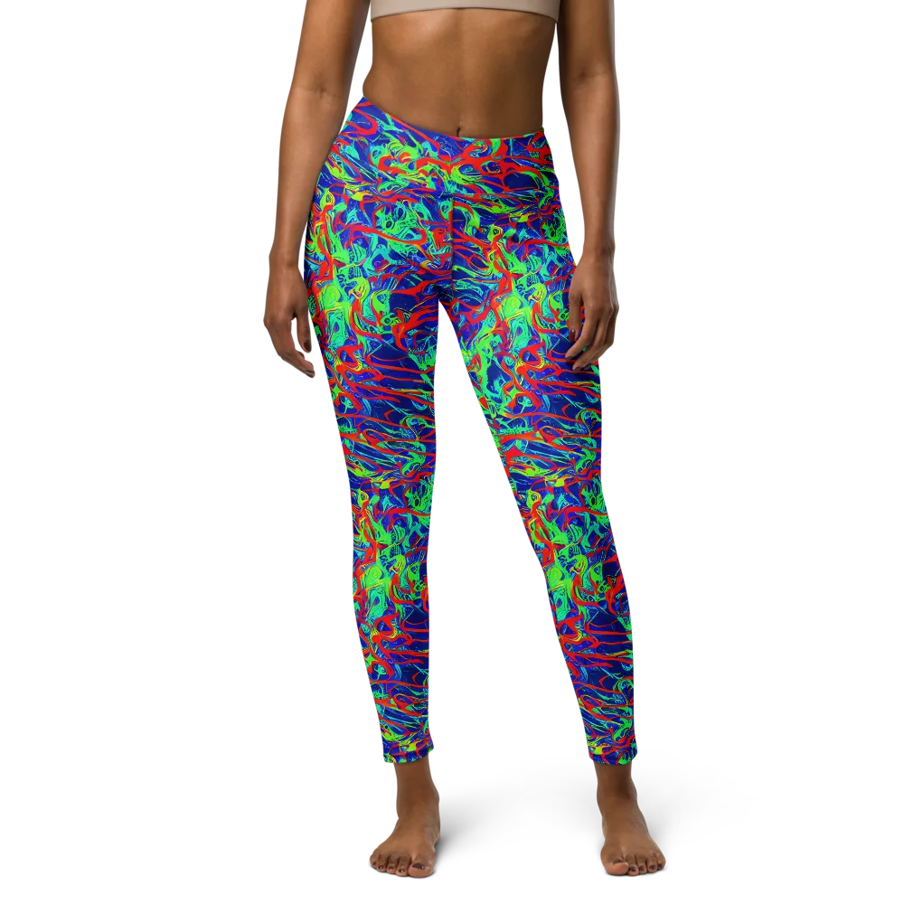 Sonic Fluorescence on Yoga Leggings — Front