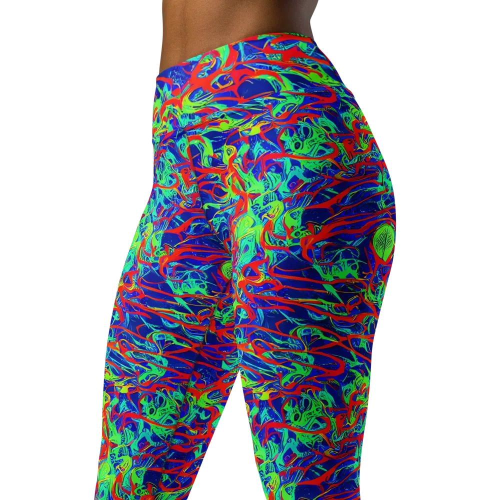 Sonic Fluorescence on Yoga Leggings — Left Front