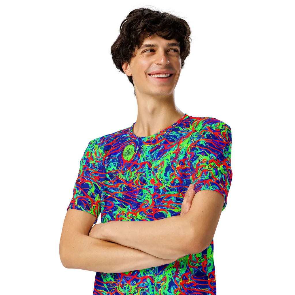 Sonic Fluorescence on Men's Crew Neck T-Shirt — Left Front