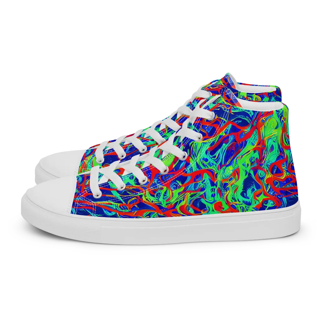 Sonic Fluorescence on Men's High Top Canvas Shoes — Left