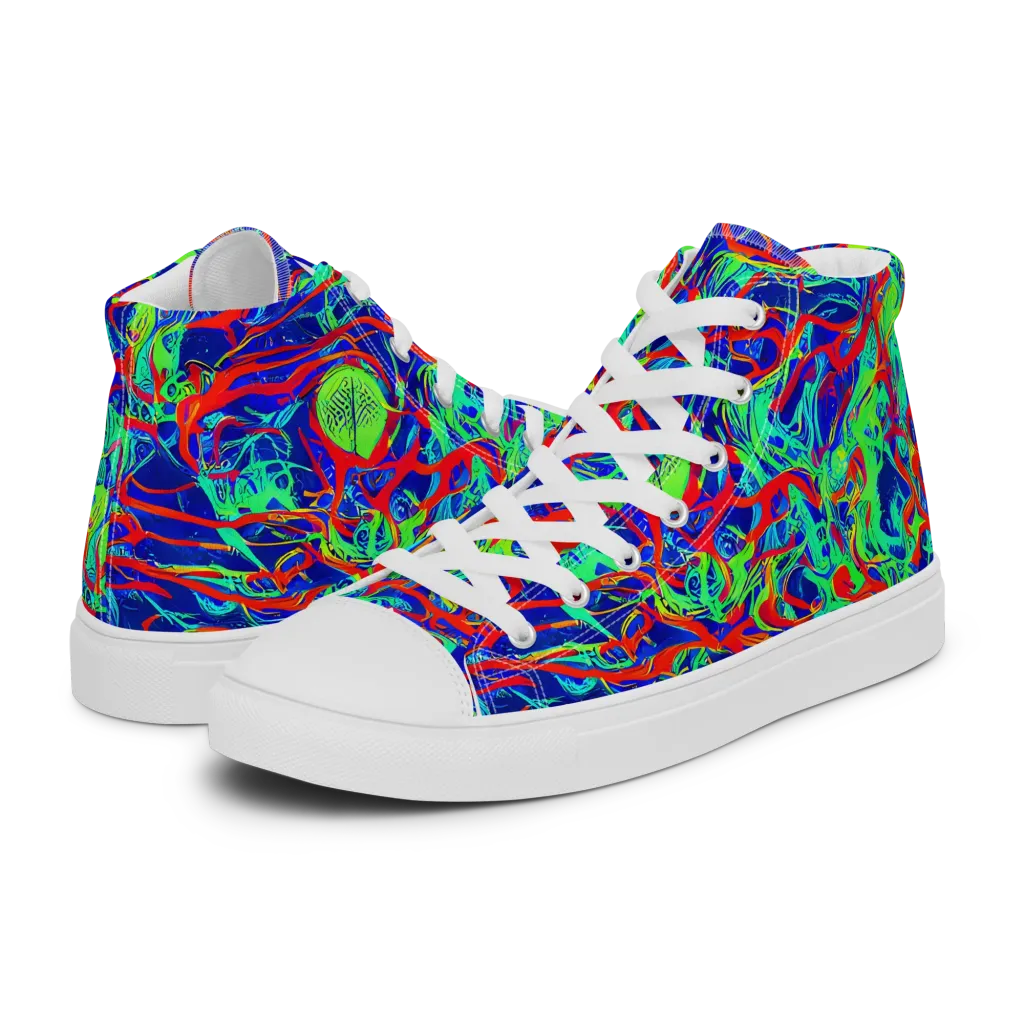 Sonic Fluorescence on Men's High Top Canvas Shoes — Left