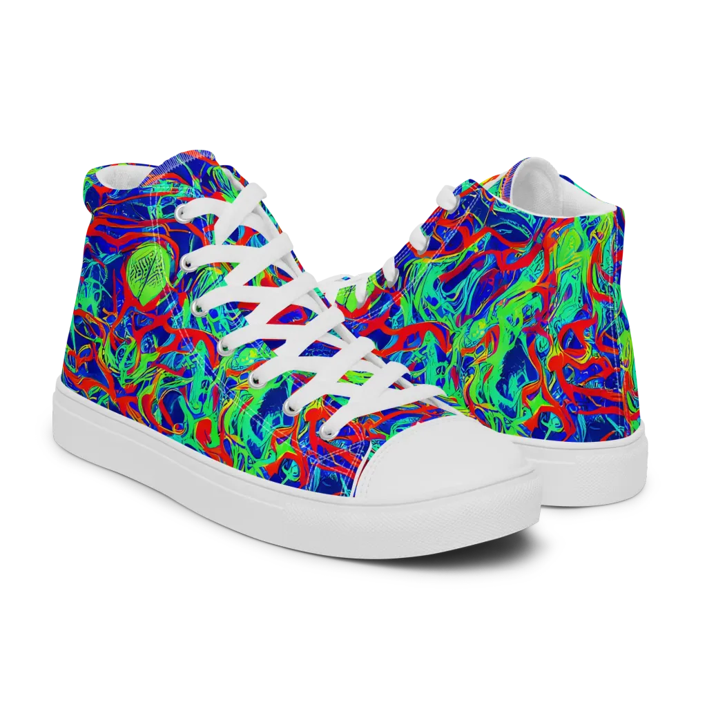 Sonic Fluorescence on Men's High Top Canvas Shoes — Right