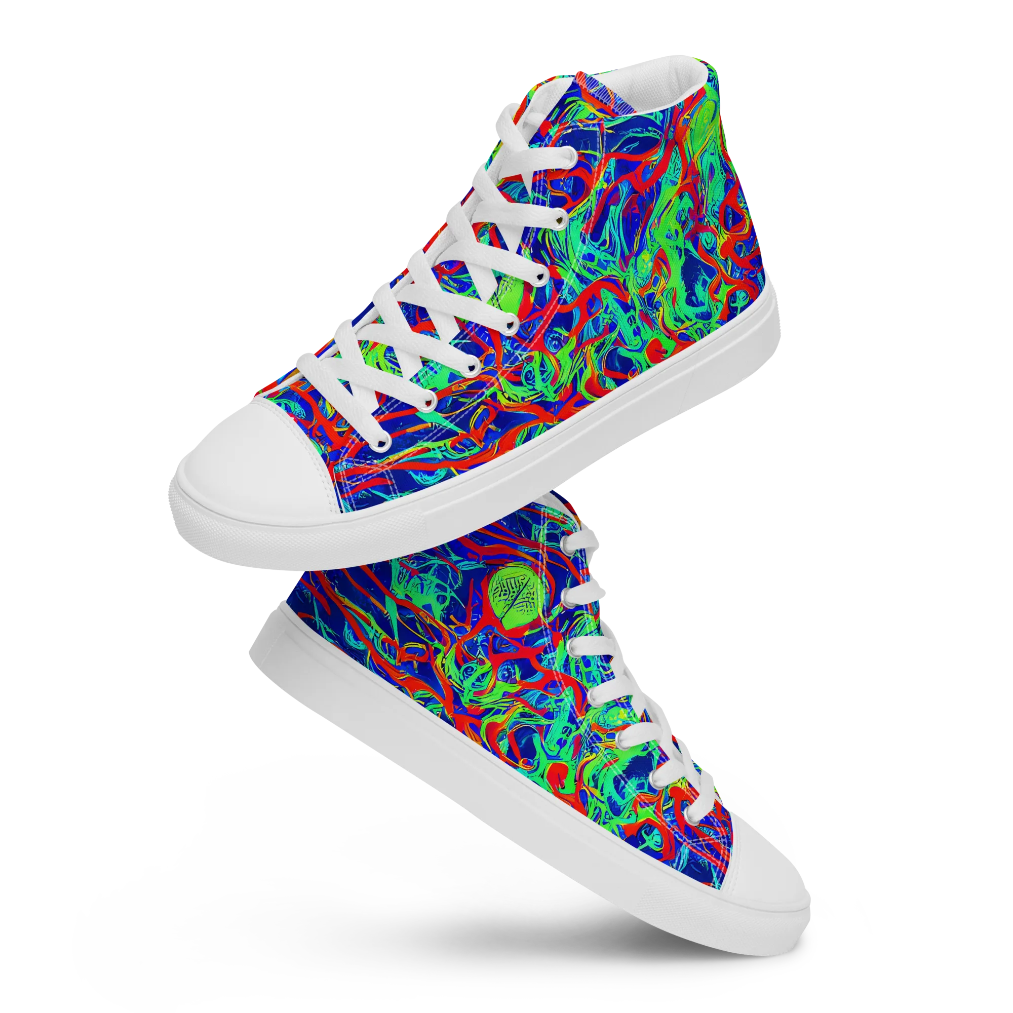 Sonic Fluorescence on Men's High Top Canvas Shoes — Front