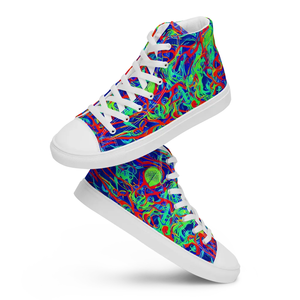 Sonic Fluorescence on Men's High Top Canvas Shoes — Front
