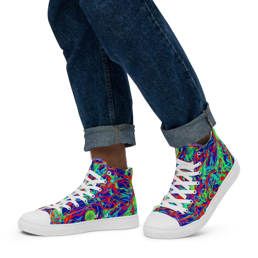 Sonic Fluorescence on Men's High Top Canvas Shoes — Left