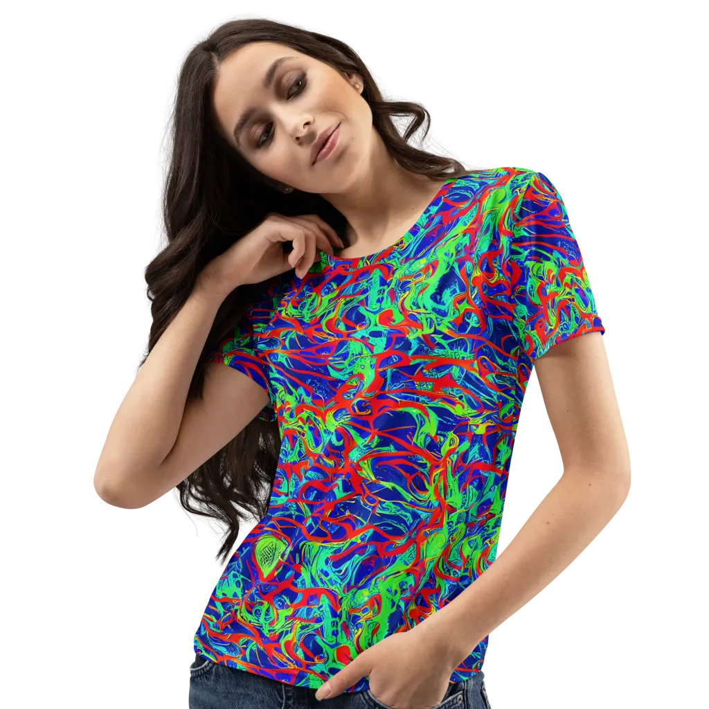 Sonic Fluorescence on Women's Crew Neck T-Shirt — Left Front