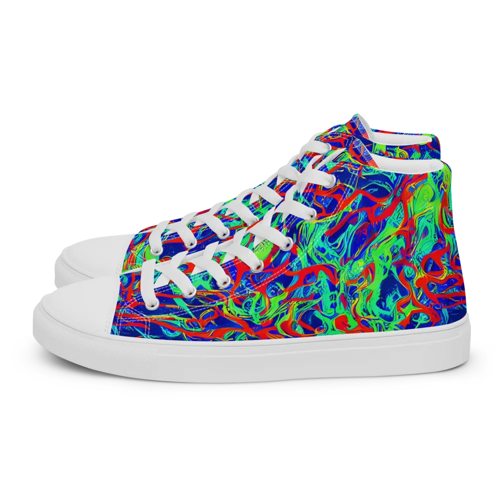 Sonic Fluorescence on Women's High Top Canvas Shoes — Left