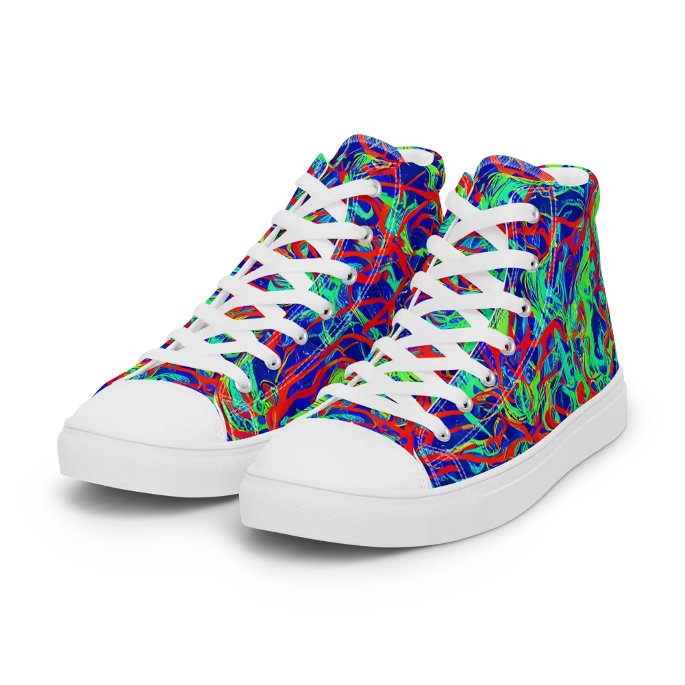 Sonic Fluorescence on Women's High Top Canvas Shoes — Left Front