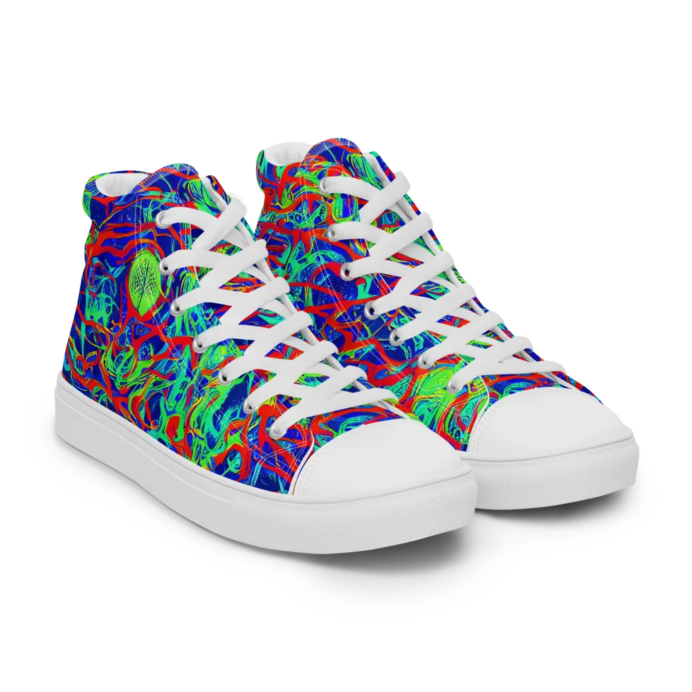 Sonic Fluorescence on Women's High Top Canvas Shoes — Right Front