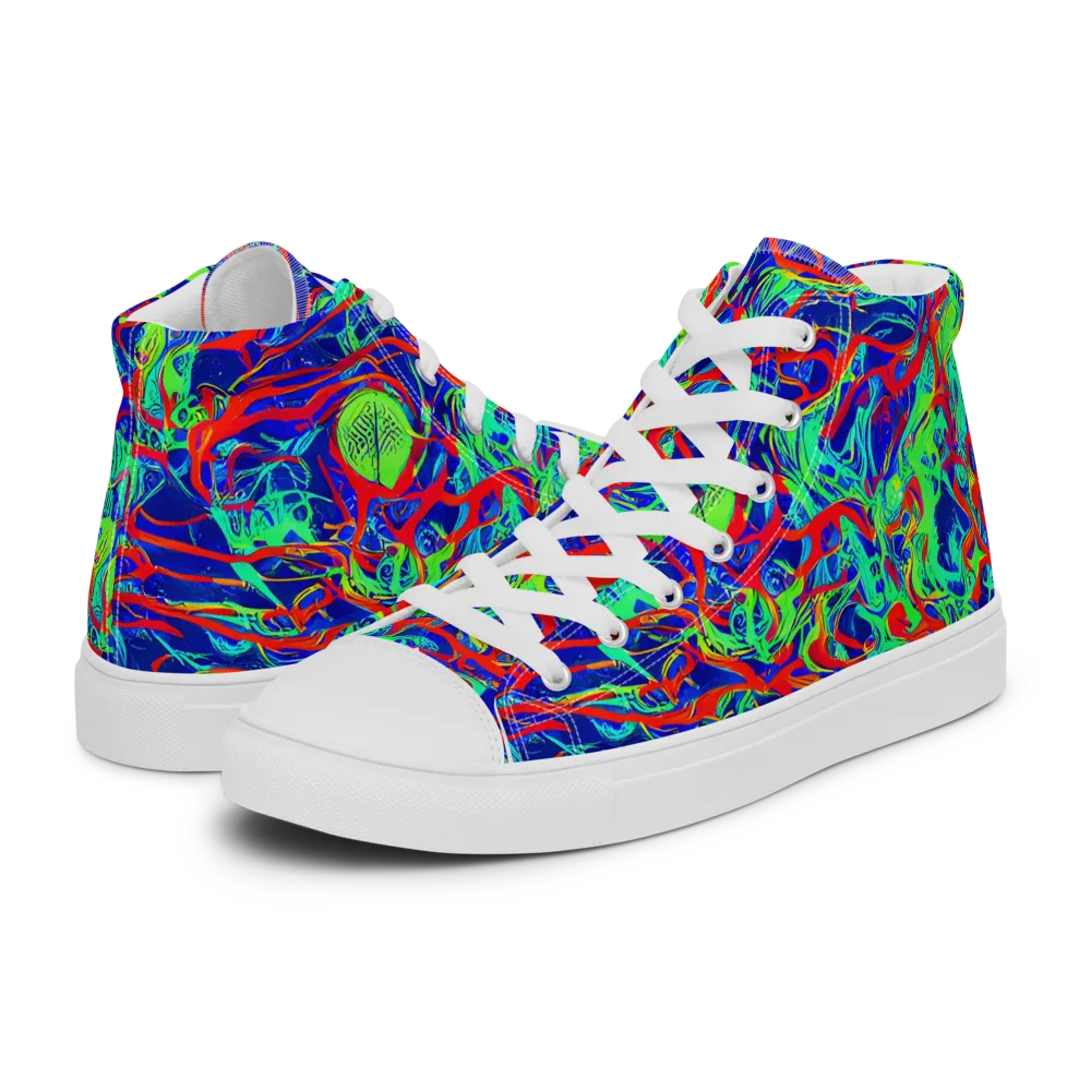 Sonic Fluorescence on Women's High Top Canvas Shoes — Left