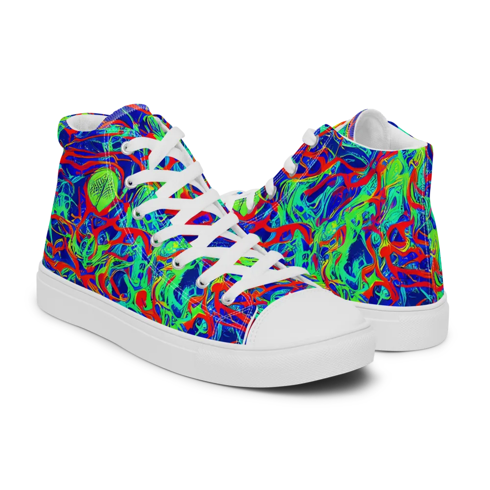 Sonic Fluorescence on Women's High Top Canvas Shoes — Right