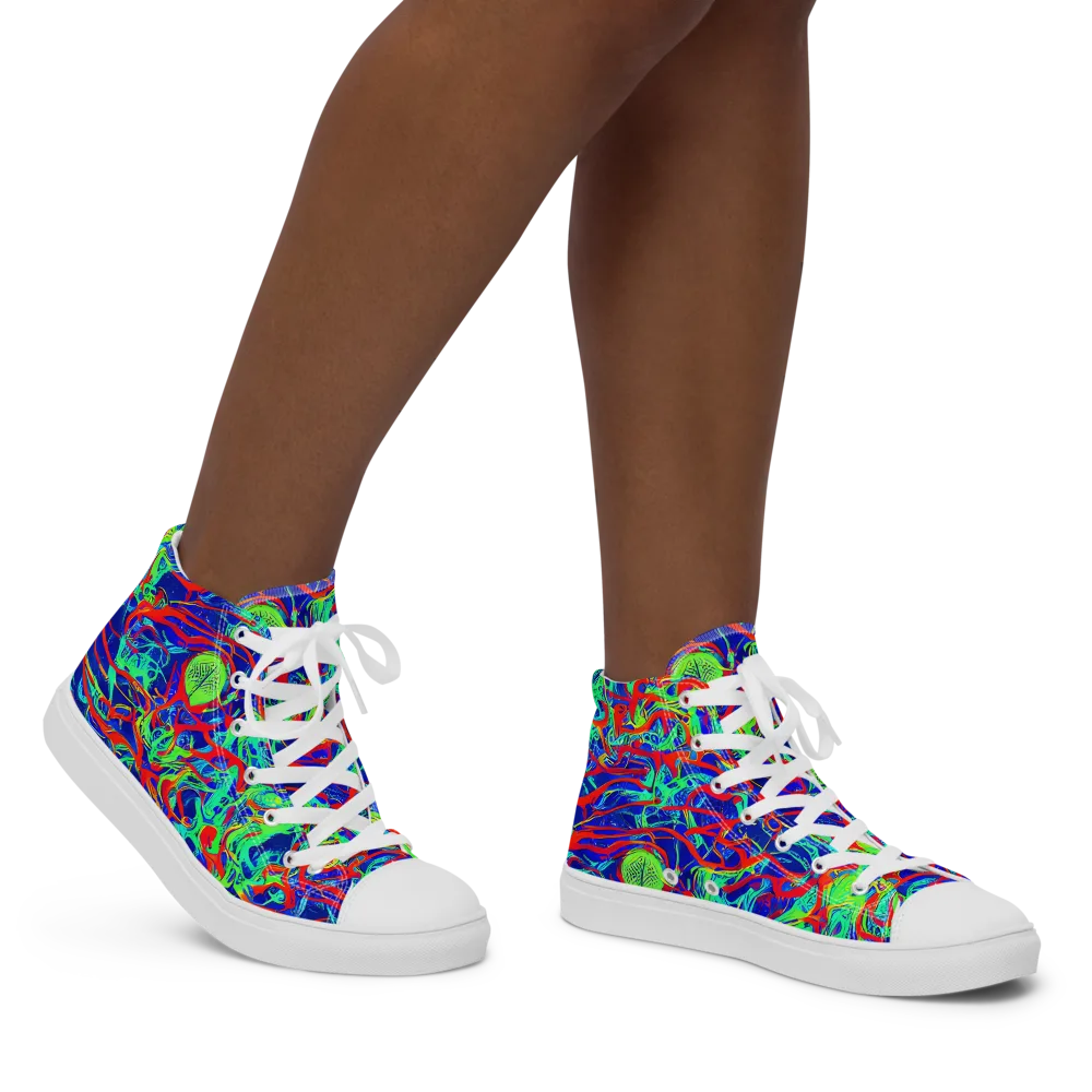 Sonic Fluorescence on Women's High Top Canvas Shoes — Right