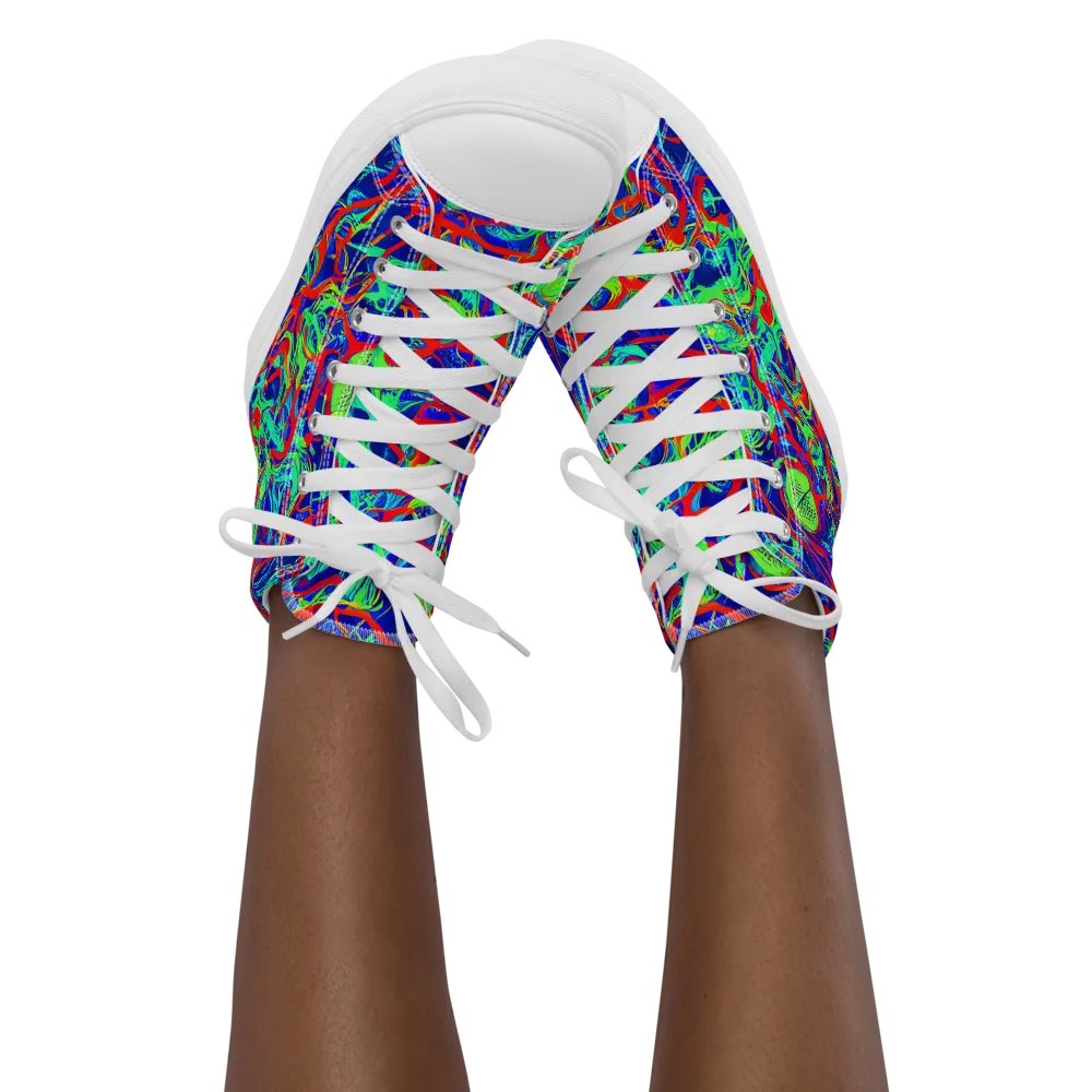 Sonic Fluorescence on Women's High Top Canvas Shoes — Front