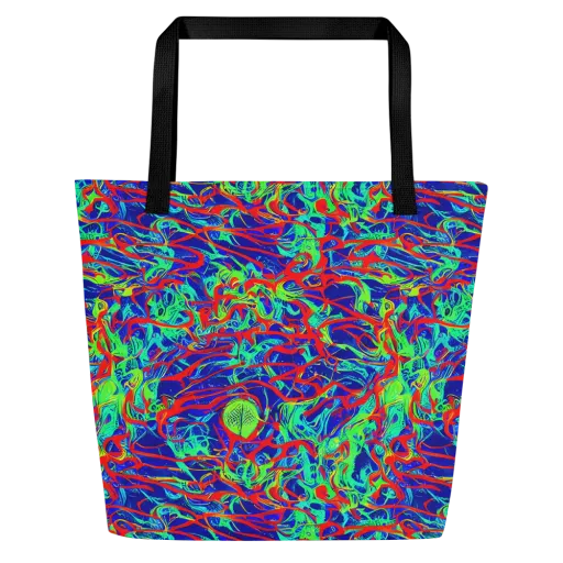 Sonic Fluorescence on a Large Tote Bag W/ Pocket