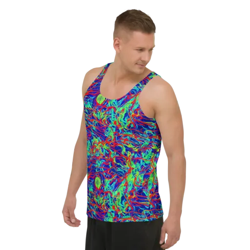 Sonic Fluorescence on a Men's Tank Top