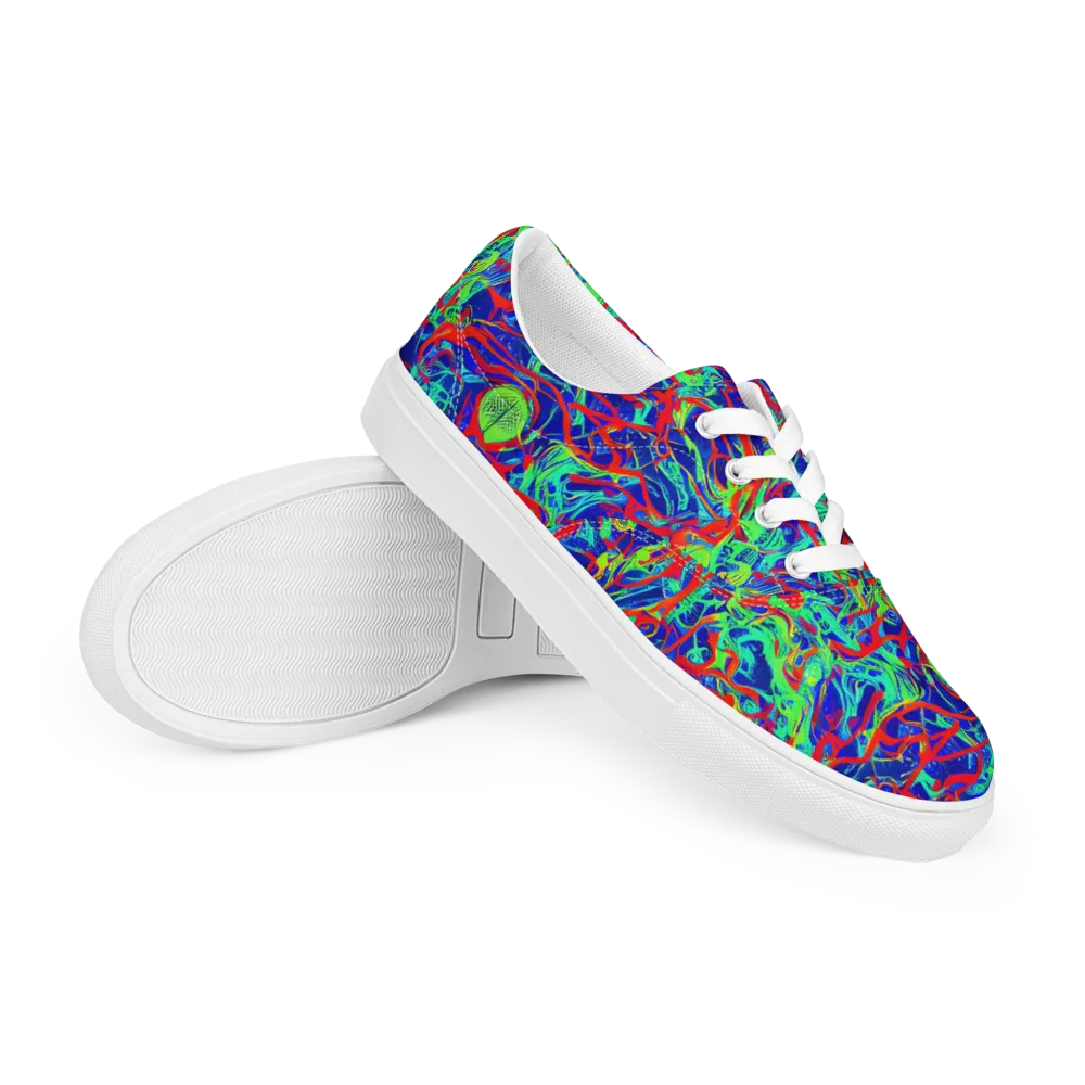 Sonic Fluorescence on Men's Lace-Up Canvas Shoes — Right Front