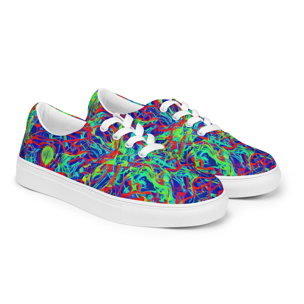 Sonic Fluorescence on Men's Lace-Up Canvas Shoes — Right Front