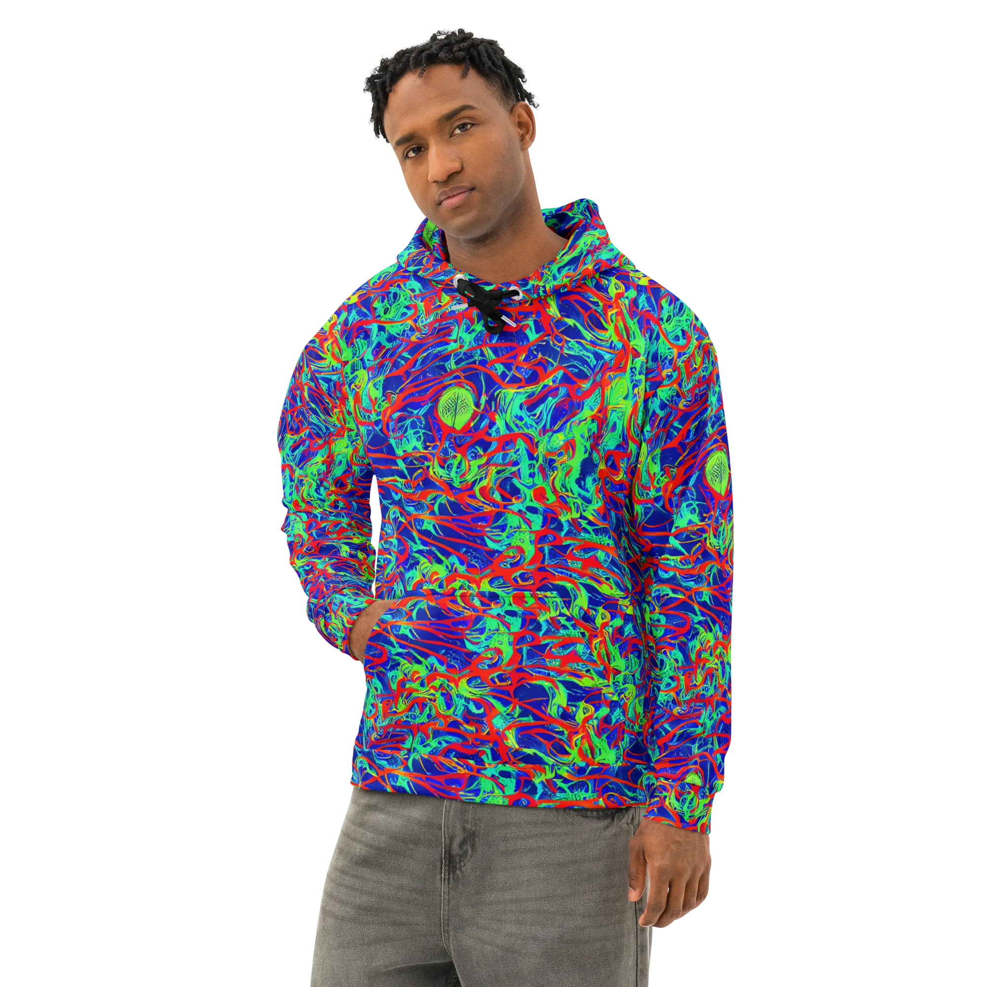 Sonic Fluorescence on Cotton Hoodie — Left Front