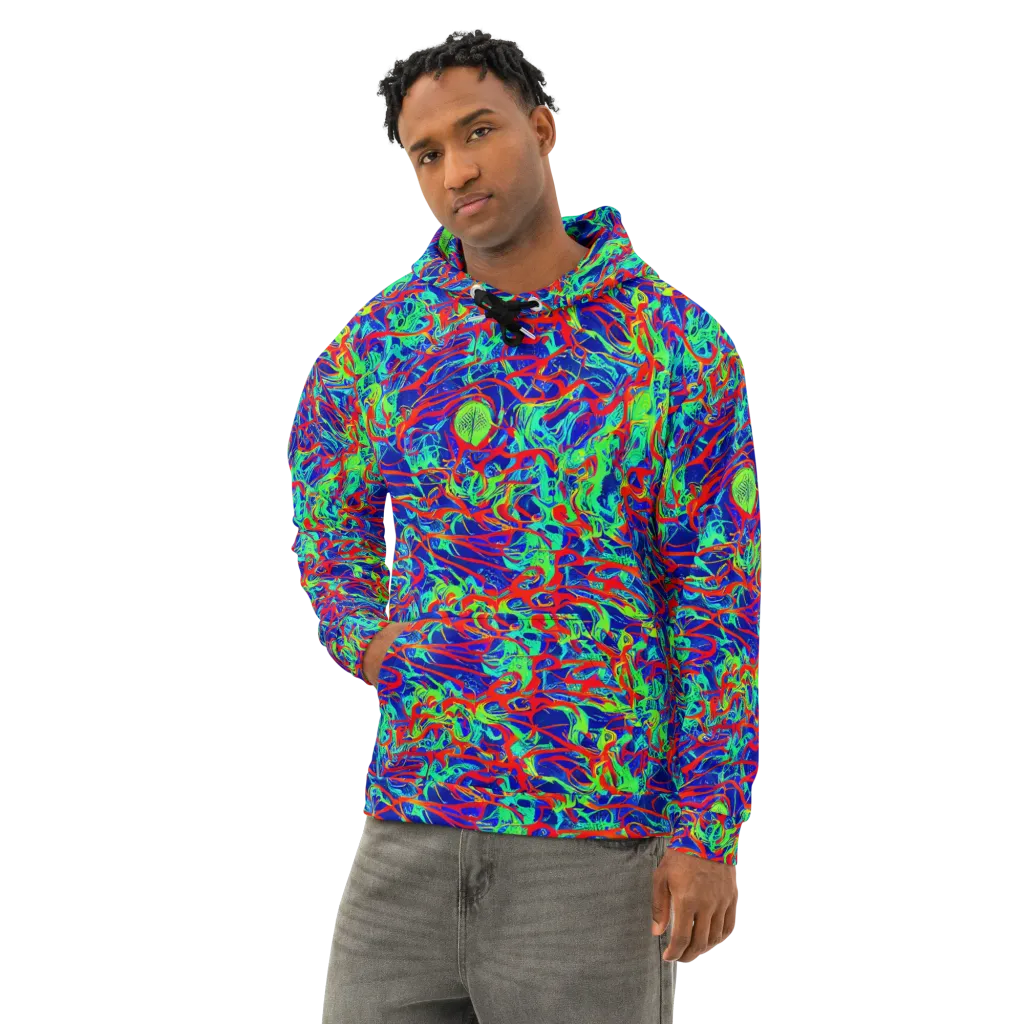 Sonic Fluorescence on Cotton Hoodie — Left Front