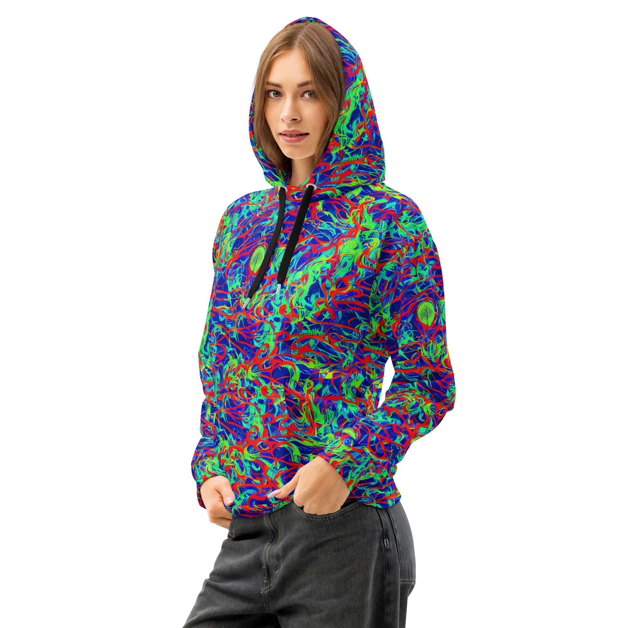 Sonic Fluorescence on Cotton Hoodie — Left Front