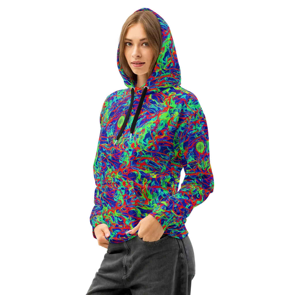 Sonic Fluorescence on Cotton Hoodie — Left Front