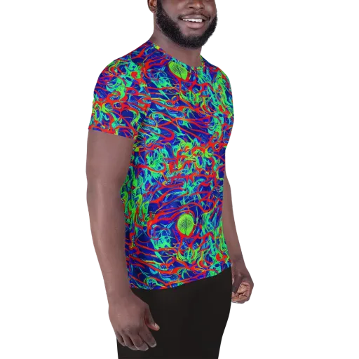 Sonic Fluorescence on a Men's Athletic T-Shirt