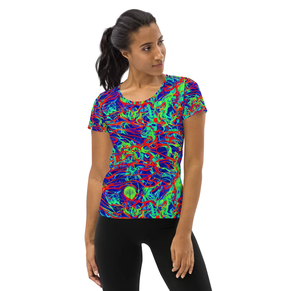 Sonic Fluorescence on Women's Athletic T-Shirt — Front