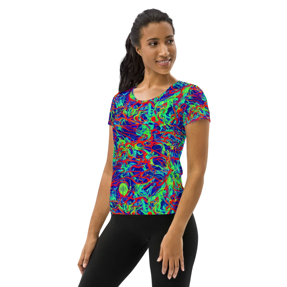 Sonic Fluorescence on Women's Athletic T-Shirt — Left
